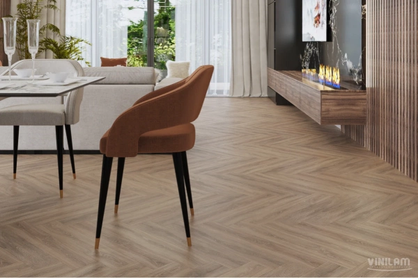 Виниловый ламинат Vinilam Parquet Herringbone Паркет Монпелье IS11355