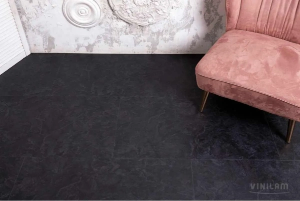 Ламинат SPC Ceramo Vinilam Stone 5/6 мм Сланцевый черный 61607